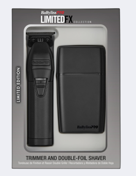 BABYLISSPRO LIMITEDFX MATTE BLACK TRIMMER AND DOUBLE-FOIL SHAVER GIFT SET